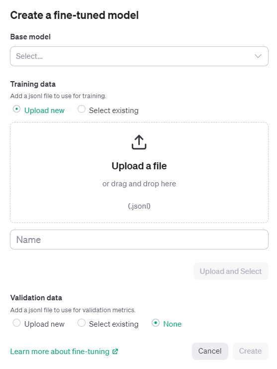 Create a Fine-tuned Model